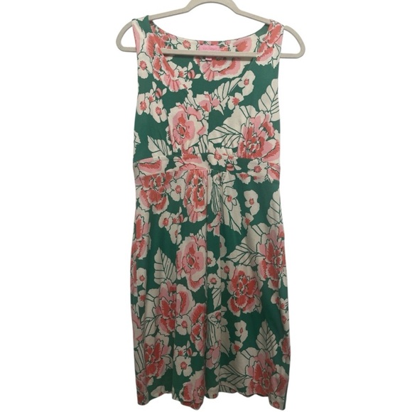 Lilly Pulitzer Cotton Silk Knit Short Sleeveless Dress Pink Green Size Medium - Picture 3 of 10
